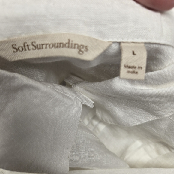Soft Surroundings White Linen Button-Up Shirt Large - Picture 7 of 7